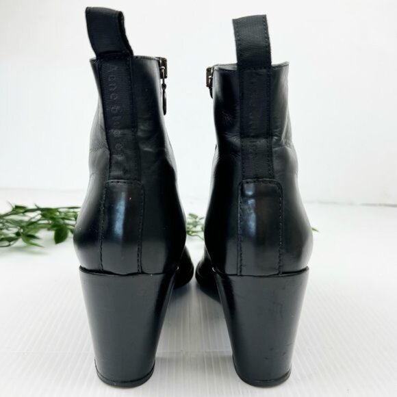 ACNE STUDIOS LOMA BLACK LEATHER ANKLE BOOTS 9.5 - Picture 4 of 11